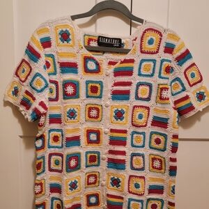 Signature by Jerell Colorful Crochet Top